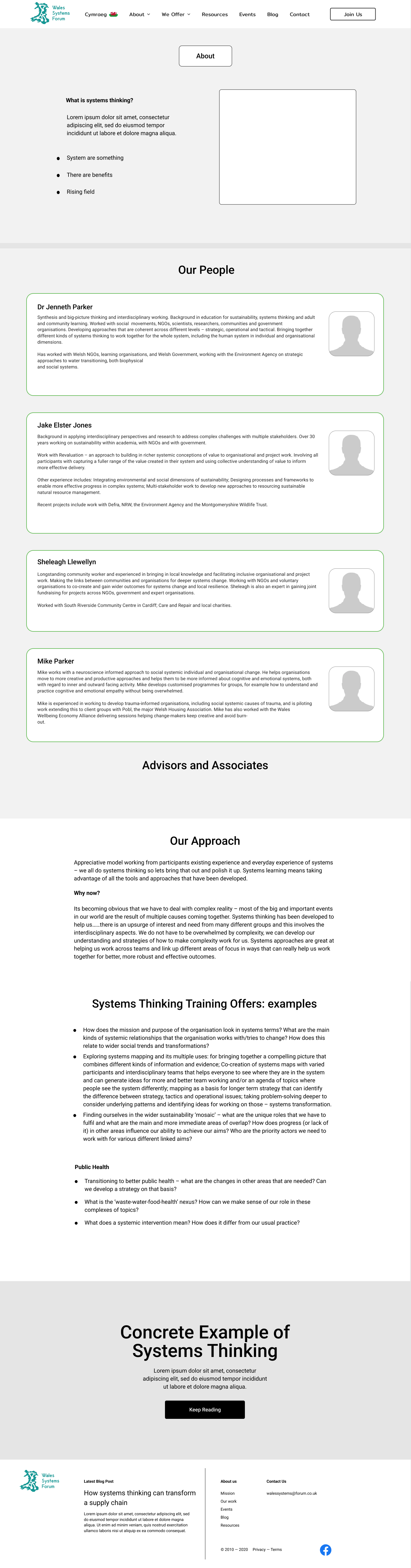 Wales Systems Forum About Page Figma mockup